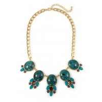 Zaylor Marbled Teal Cabochons Necklace 